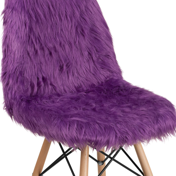 Purple |#| Shaggy Dog Purple Accent Chair - Dorm Chair - Retro Chair - Faux Fur Chair