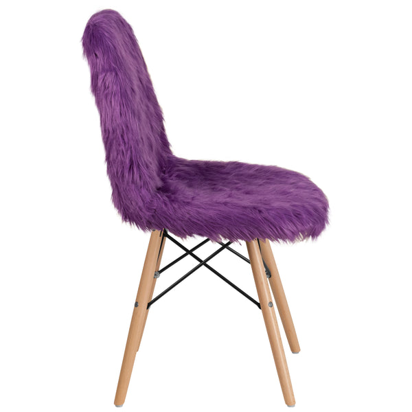 Purple |#| Shaggy Dog Purple Accent Chair - Dorm Chair - Retro Chair - Faux Fur Chair