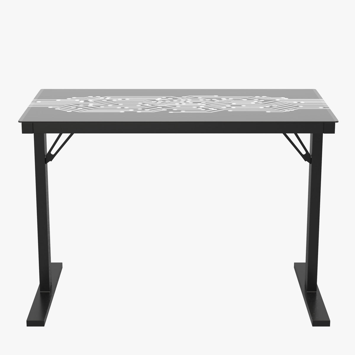 Gaming Computer Desk with Color Changing LED Circuit Board Design Glass Desktop