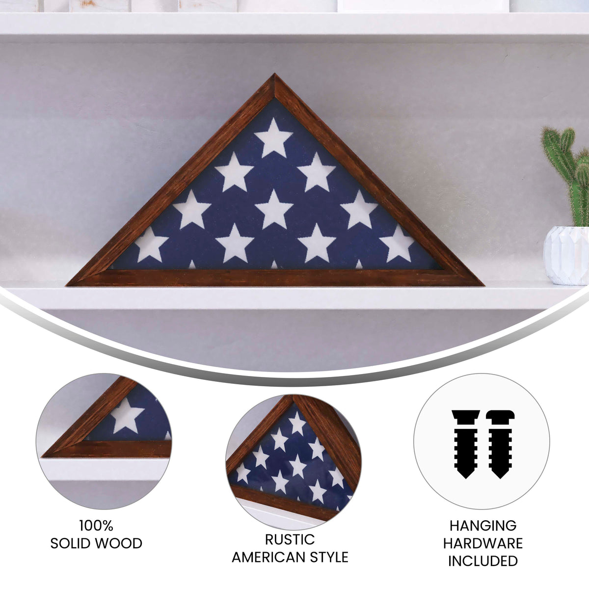 Mahogany |#| Solid Wood Mahogany Display Case for 9.5 x 5 Veterans Flag