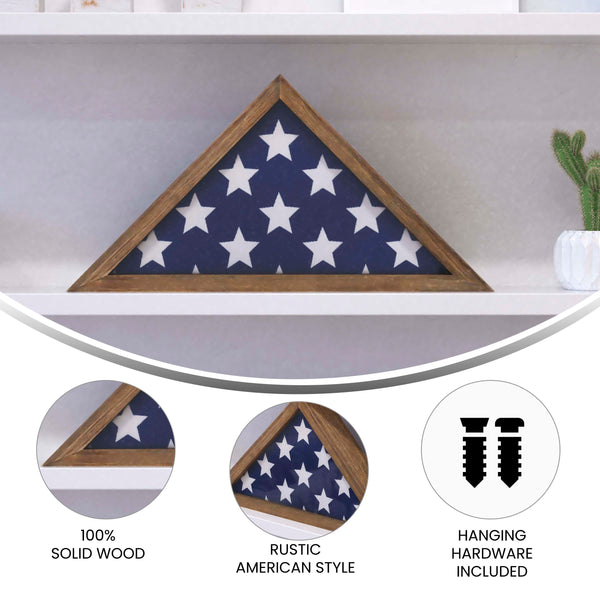 Weathered Brown Wood |#| Solid Wood Weathered Display Case for 9.5 x 5 Veterans Flag