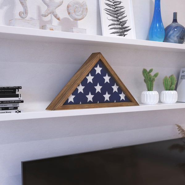 Weathered Brown Wood |#| Solid Wood Weathered Display Case for 9.5 x 5 Veterans Flag