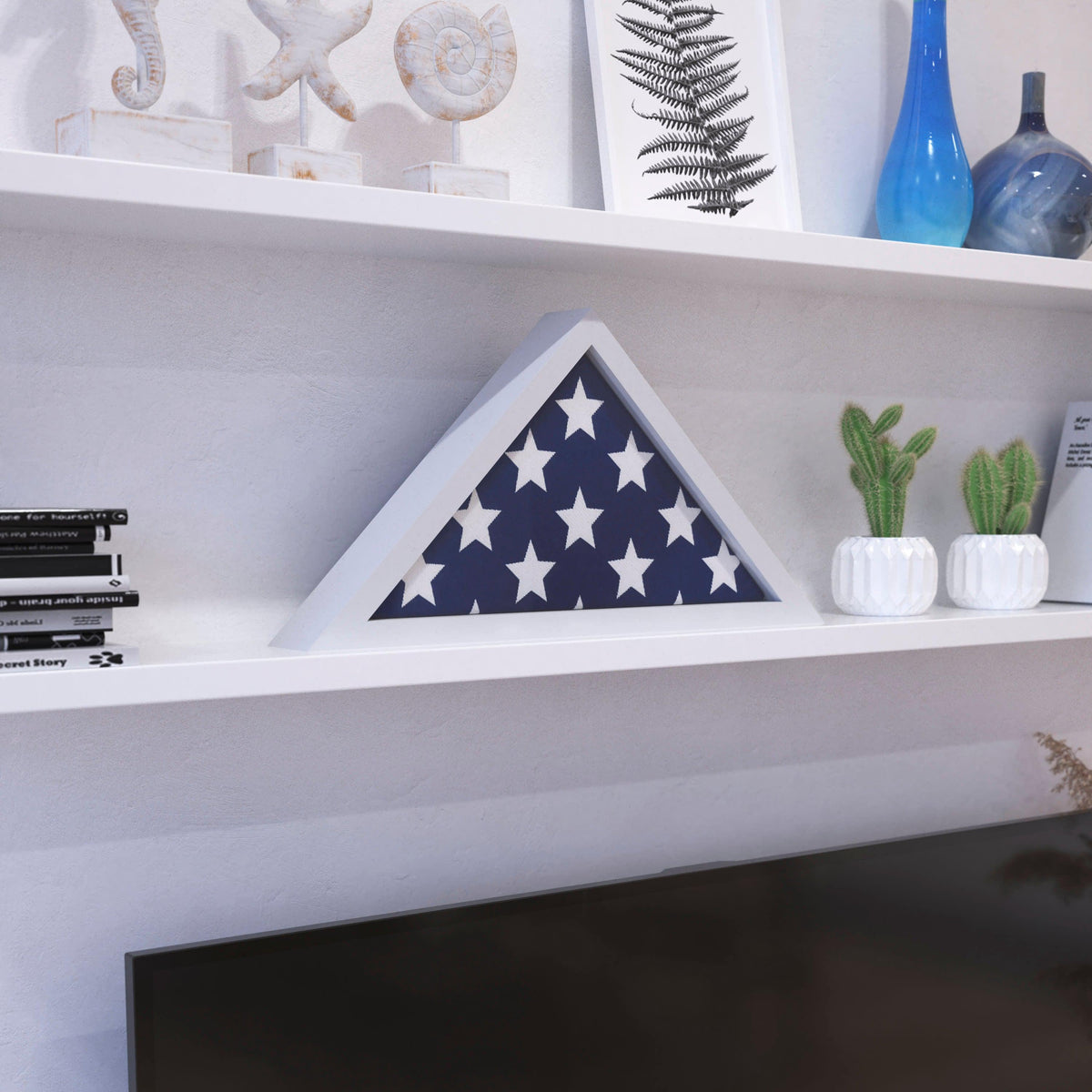 White |#| Solid Wood White Display Case for 9.5 x 5 Veterans Flag