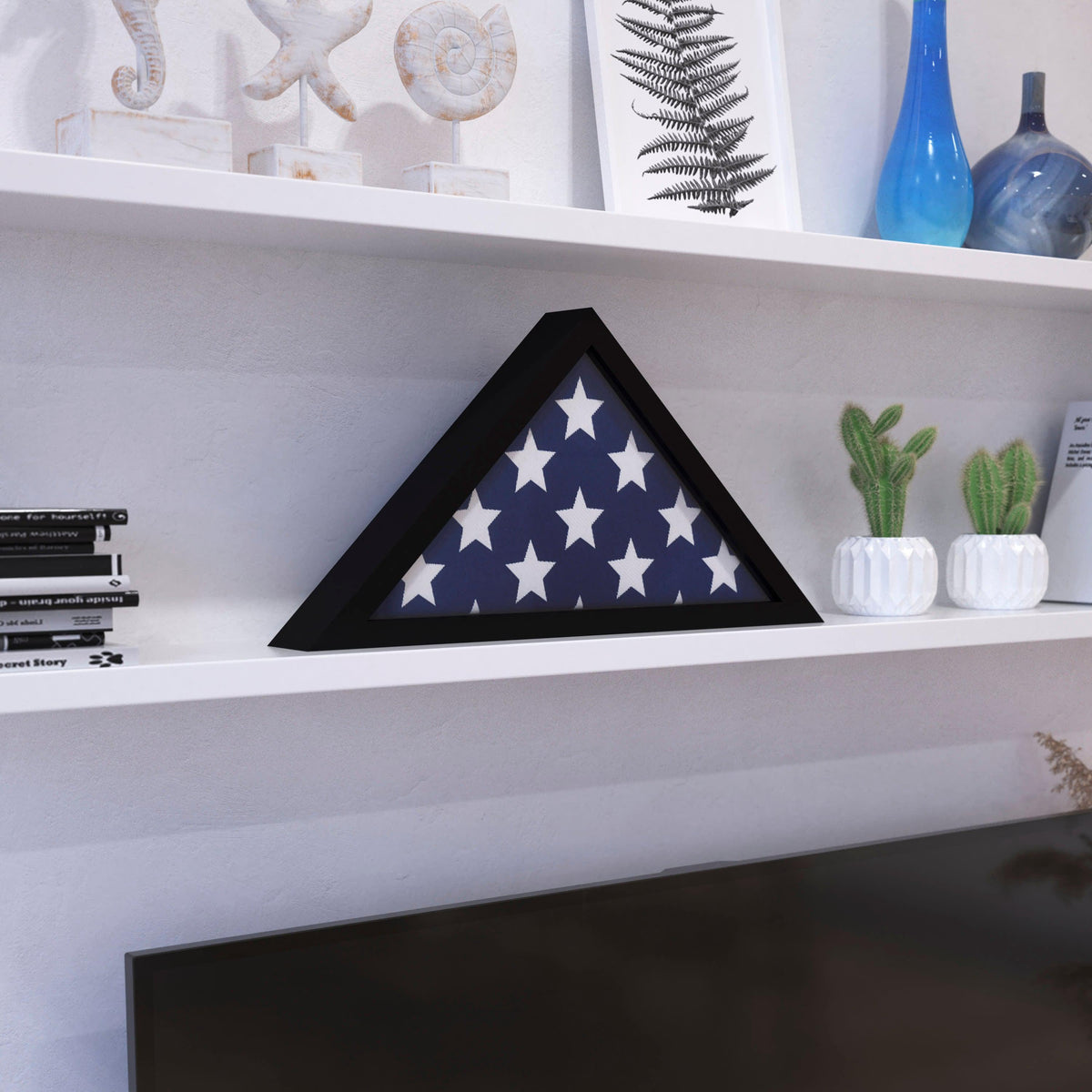 Black |#| Solid Wood Black Display Case for 9.5 x 5 Veterans Flag