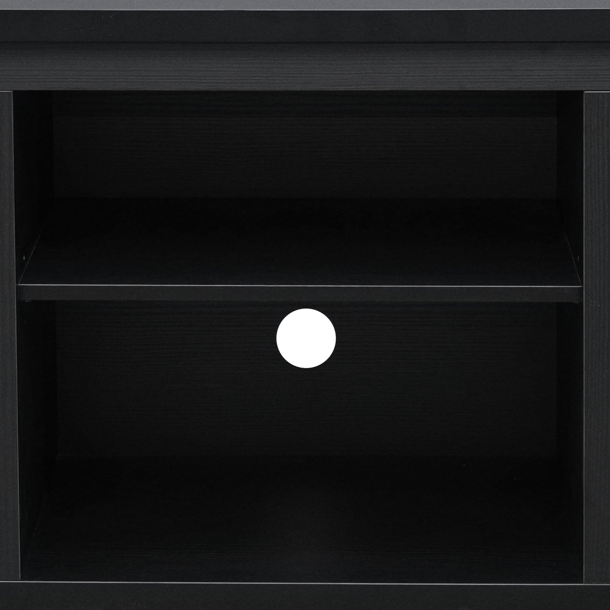 Black |#| Classic TV Stand for up to 80" TVs-Glass Fronted Doors-Modern Black Finish
