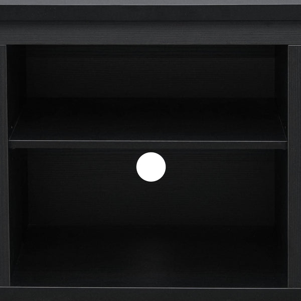 Black |#| Classic TV Stand for up to 80" TVs-Glass Fronted Doors-Modern Black Finish