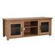 Walnut |#| Classic TV Stand for up to 80" TVs-Glass Fronted Doors-Modern Walnut Finish