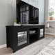 Black |#| Classic TV Stand for up to 80" TVs-Glass Fronted Doors-Modern Black Finish