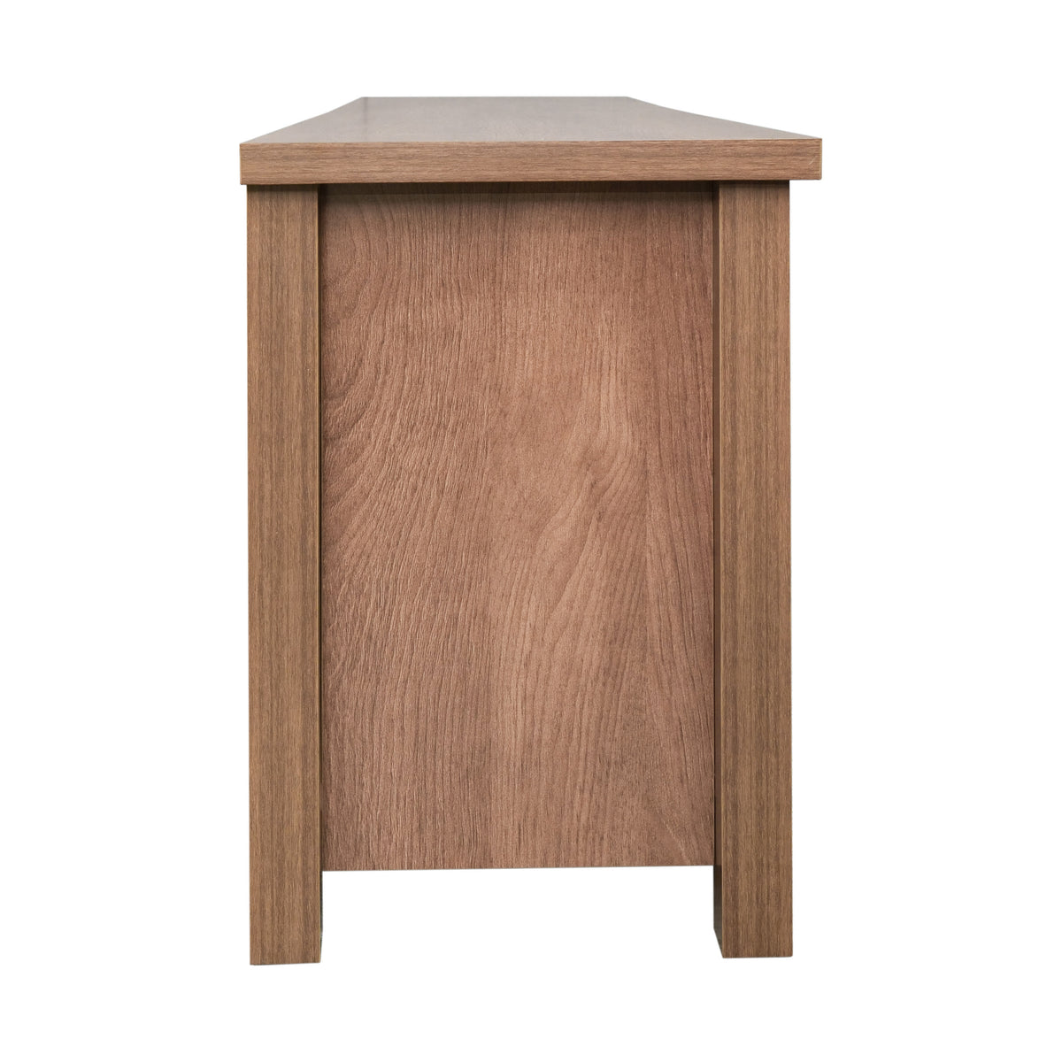 Walnut |#| Classic TV Stand for up to 80" TVs-Glass Fronted Doors-Modern Walnut Finish