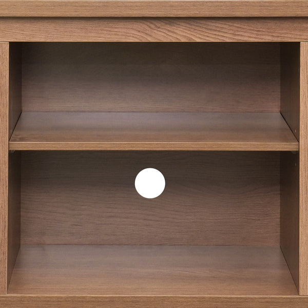 Walnut |#| Classic TV Stand for up to 80" TVs-Glass Fronted Doors-Modern Walnut Finish