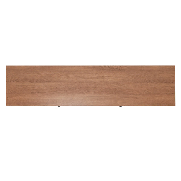 Walnut |#| Classic TV Stand for up to 80" TVs-Glass Fronted Doors-Modern Walnut Finish