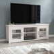 White Wash |#| Classic TV Stand for up to 80" TVs-Glass Fronted Doors-Modern White Wash Finish