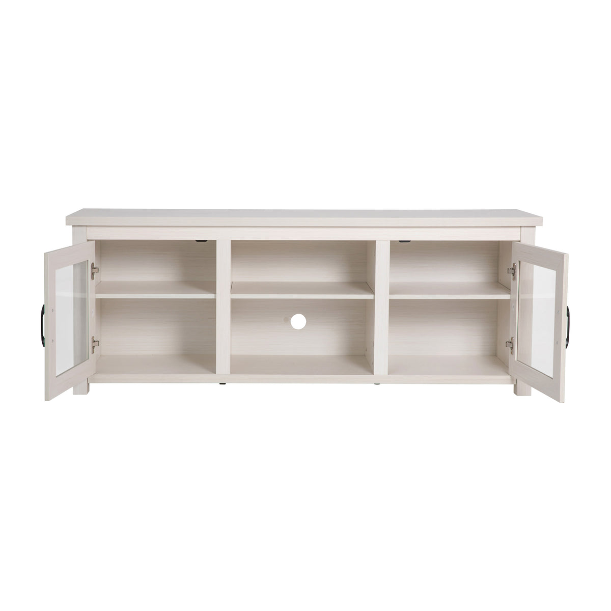 White Wash |#| Classic TV Stand for up to 80" TVs-Glass Fronted Doors-Modern White Wash Finish