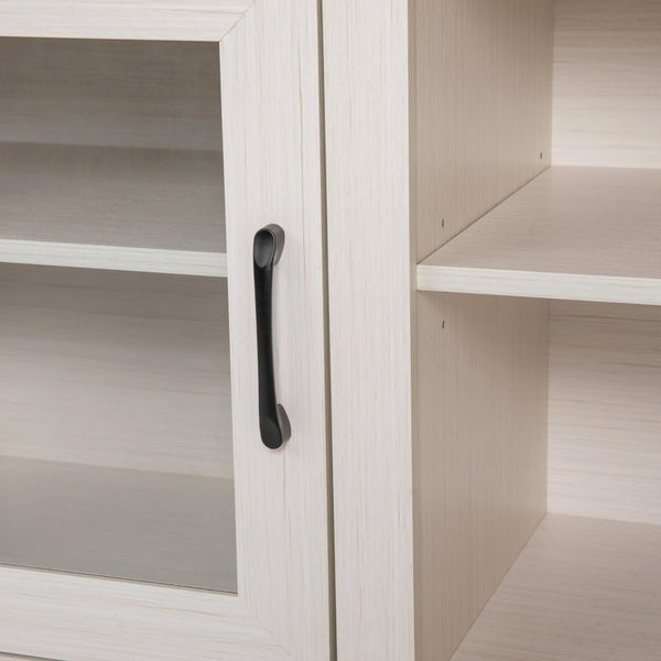 White Wash |#| Classic TV Stand for up to 80" TVs-Glass Fronted Doors-Modern White Wash Finish