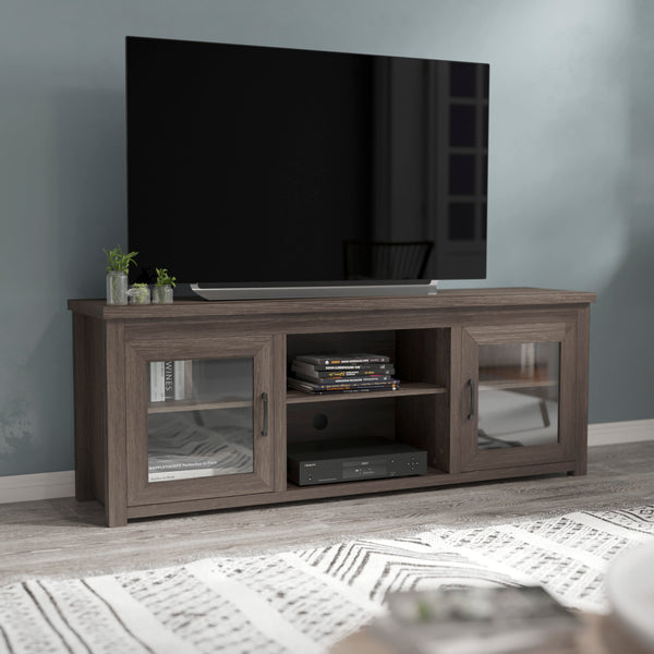 Black Wash |#| Classic TV Stand for up to 80" TVs-Glass Fronted Doors-Modern Black Wash Finish