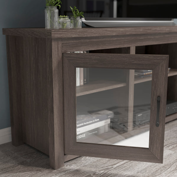 Black Wash |#| Classic TV Stand for up to 80" TVs-Glass Fronted Doors-Modern Black Wash Finish