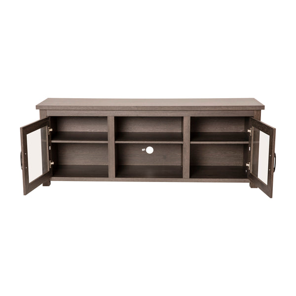 Black Wash |#| Classic TV Stand for up to 80" TVs-Glass Fronted Doors-Modern Black Wash Finish