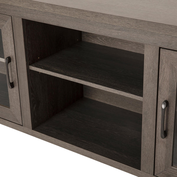 Black Wash |#| Classic TV Stand for up to 80" TVs-Glass Fronted Doors-Modern Black Wash Finish