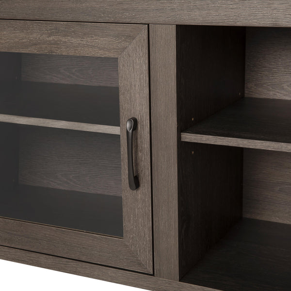Black Wash |#| Classic TV Stand for up to 80" TVs-Glass Fronted Doors-Modern Black Wash Finish