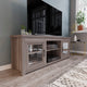Gray Wash Oak |#| Classic TV Stand up to 80" TVs-Glass Fronted Doors-Modern Gray Wash Oak Finish