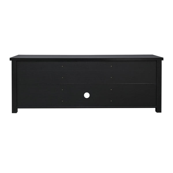 Black |#| Classic TV Stand for up to 80" TVs-Glass Fronted Doors-Modern Black Finish