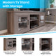 Gray Wash Oak |#| Classic TV Stand up to 80" TVs-Glass Fronted Doors-Modern Gray Wash Oak Finish