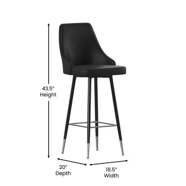 Black |#| Commercial Black LeatherSoft Bar Height Stools with Chrome Accents - 2 Pack