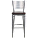 Mahogany Wood Seat/Silver Frame |#| Silver Slat Back Metal Restaurant Barstool - Mahogany Wood Seat