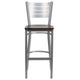 Walnut Wood Seat/Silver Frame |#| Silver Slat Back Metal Restaurant Barstool - Walnut Wood Seat