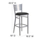 Black Vinyl Seat/Silver Frame |#| Silver Slat Back Metal Restaurant Barstool - Black Vinyl Seat