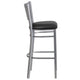 Black Vinyl Seat/Silver Frame |#| Silver Slat Back Metal Restaurant Barstool - Black Vinyl Seat