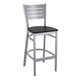 Black Wood Seat/Silver Frame |#| Silver Slat Back Metal Restaurant Barstool - Black Wood Seat