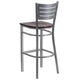 Mahogany Wood Seat/Silver Frame |#| Silver Slat Back Metal Restaurant Barstool - Mahogany Wood Seat