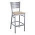 Antique White Wood Seat/Silver Frame |#| Silver Slat Back Metal Restaurant Barstool - Antique White Wood Seat