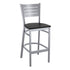 Black Wood Seat/Silver Frame |#| Silver Slat Back Metal Restaurant Barstool - Black Wood Seat