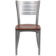 Cherry Wood Seat/Silver Frame |#| Silver Slat Back Metal Restaurant Chair - Cherry Wood Seat