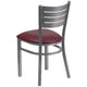 Burgundy Vinyl Seat/Silver Frame |#| Silver Slat Back Metal Restaurant Chair - Burgundy Vinyl Seat