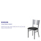 Black Vinyl Seat/Silver Frame |#| Silver Slat Back Metal Restaurant Chair - Black Vinyl Seat