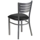 Black Vinyl Seat/Silver Frame |#| Silver Slat Back Metal Restaurant Chair - Black Vinyl Seat