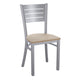 Antique White Wood Seat/Silver Frame |#| Silver Slat Back Metal Restaurant Chair - Antique White Wood Seat