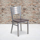 Walnut Wood Seat/Silver Frame |#| Silver Slat Back Metal Restaurant Chair - Walnut Wood Seat