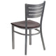 Mahogany Wood Seat/Silver Frame |#| Silver Slat Back Metal Restaurant Chair - Mahogany Wood Seat