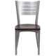Mahogany Wood Seat/Silver Frame |#| Silver Slat Back Metal Restaurant Chair - Mahogany Wood Seat