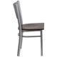 Walnut Wood Seat/Silver Frame |#| Silver Slat Back Metal Restaurant Chair - Walnut Wood Seat