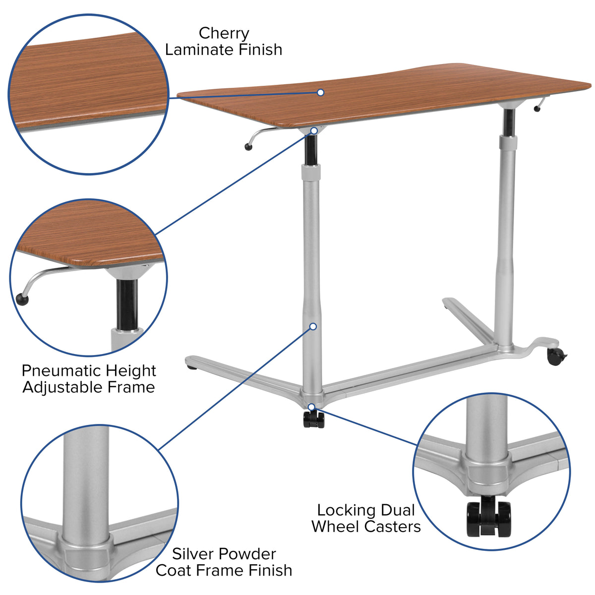 Cherry |#| Cherry Sit-Down, Stand-Up Ergonomic Computer Desk - Standing Desk
