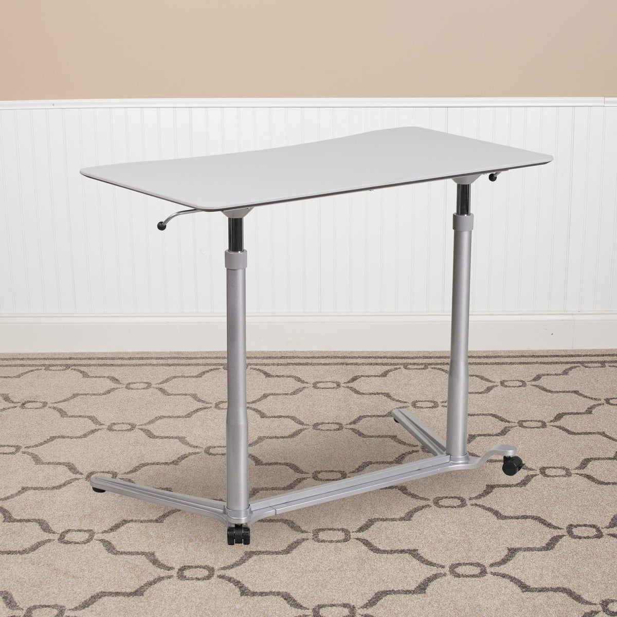 Light Gray |#| Sit/Stand Lt Gray Computer Desk with 37.375inchW Top (Adj Range 29inch - 40.75inch)