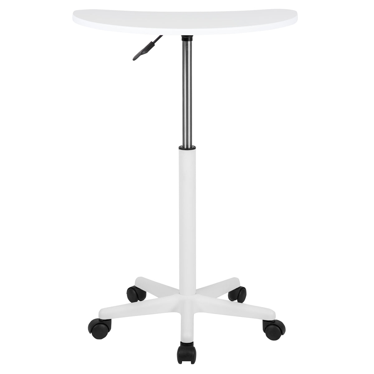 White |#| White Sit to Stand Mobile Laptop Computer Desk - Portable Rolling Standing Desk