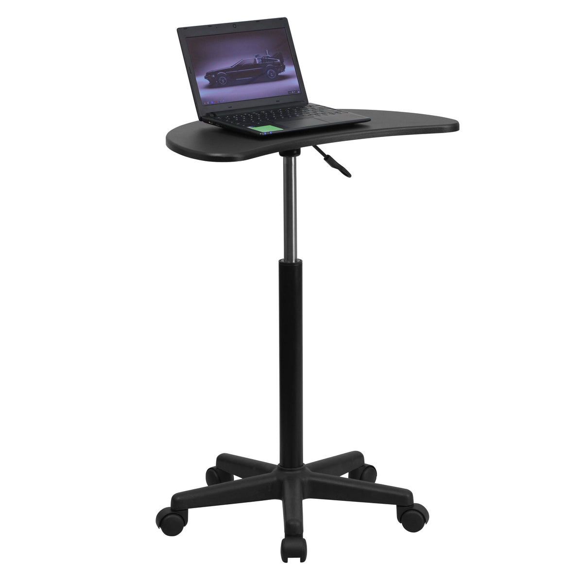 Black |#| Black Sit to Stand Mobile Laptop Computer Desk with Dual Wheel Casters