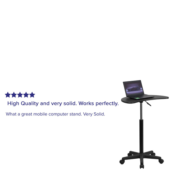 Black |#| Black Sit to Stand Mobile Laptop Computer Desk with Dual Wheel Casters