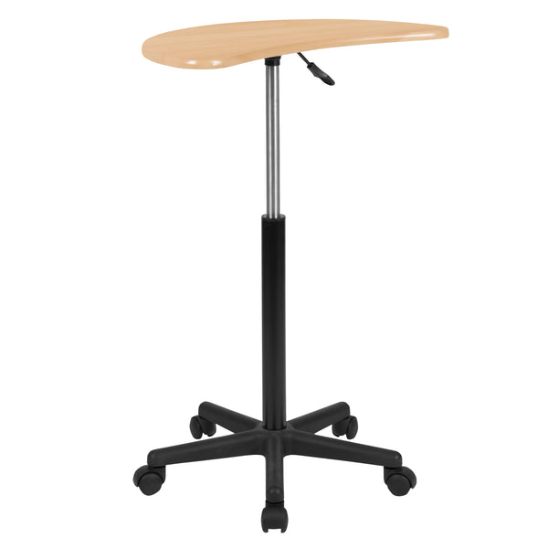 Maple |#| Maple Sit to Stand Mobile Laptop Computer Desk - Portable Rolling Standing Desk